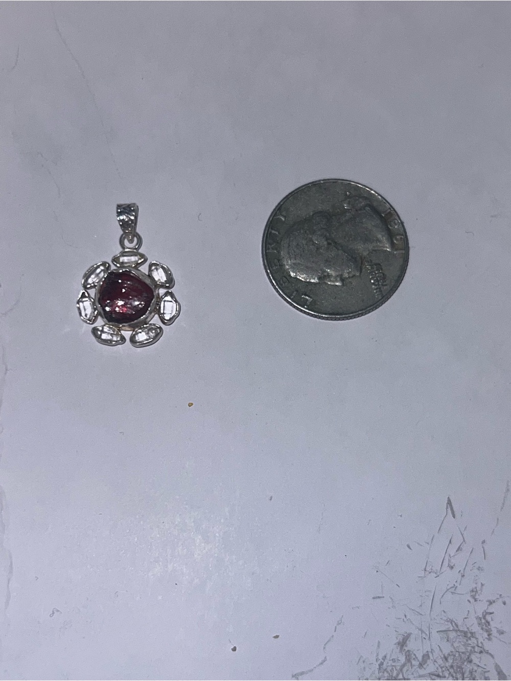 Garnet with herkimer halo